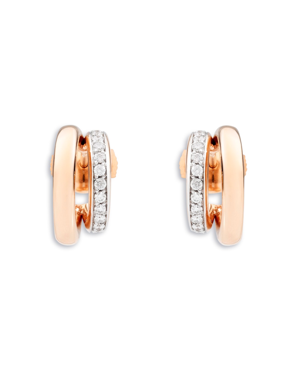 Pomellato 18K Rose Gold Iconica Diamond Double Huggie Earrings
