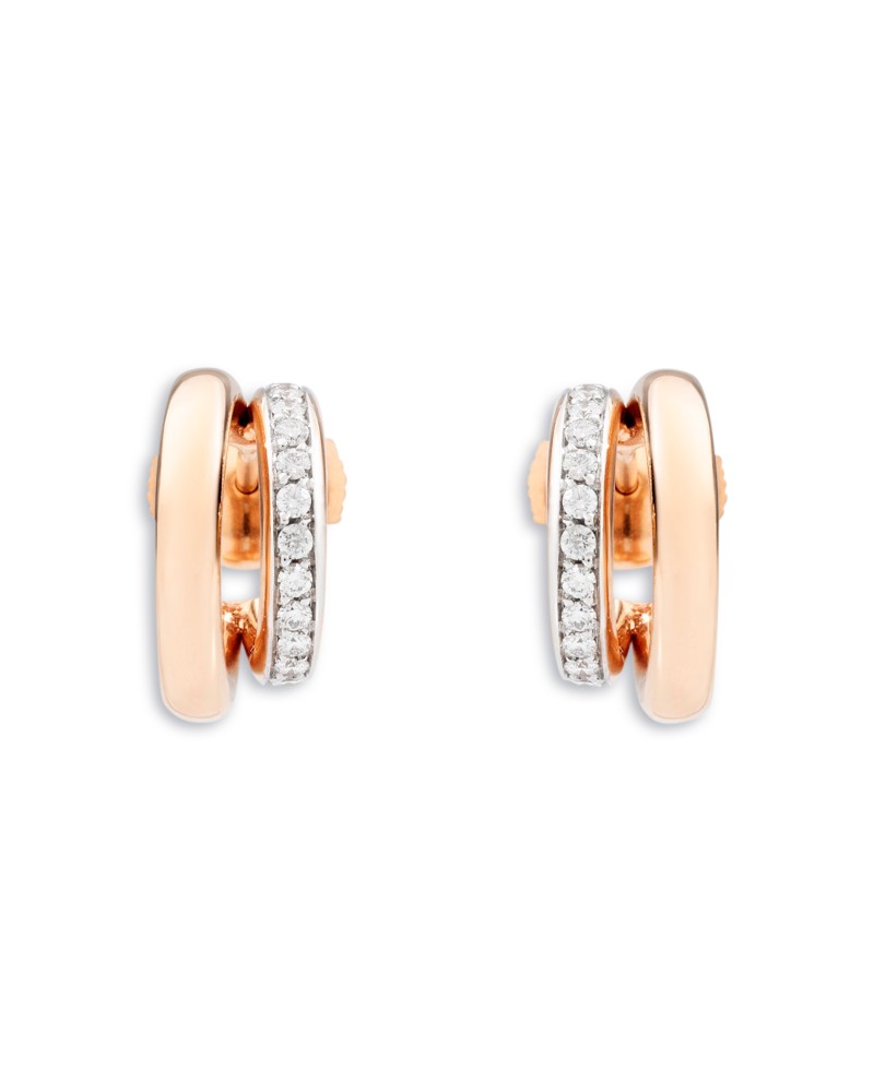 Pomellato 18K Rose Gold Iconica Diamond Double Huggie Earrings