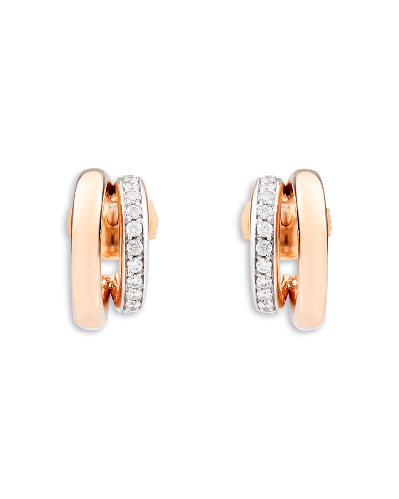 Pomellato 18K Rose Gold Iconica Diamond Double Huggie Earrings
