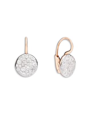 18K Rose Gold Sabbia Diamond Round Cluster Drop Earrings, 0.8 tcw