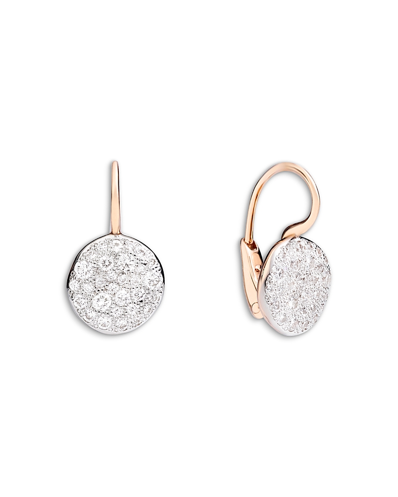 Pomellato 18K Rose Gold Sabbia Diamond Round Cluster Drop Earrings, 0.8 tcw