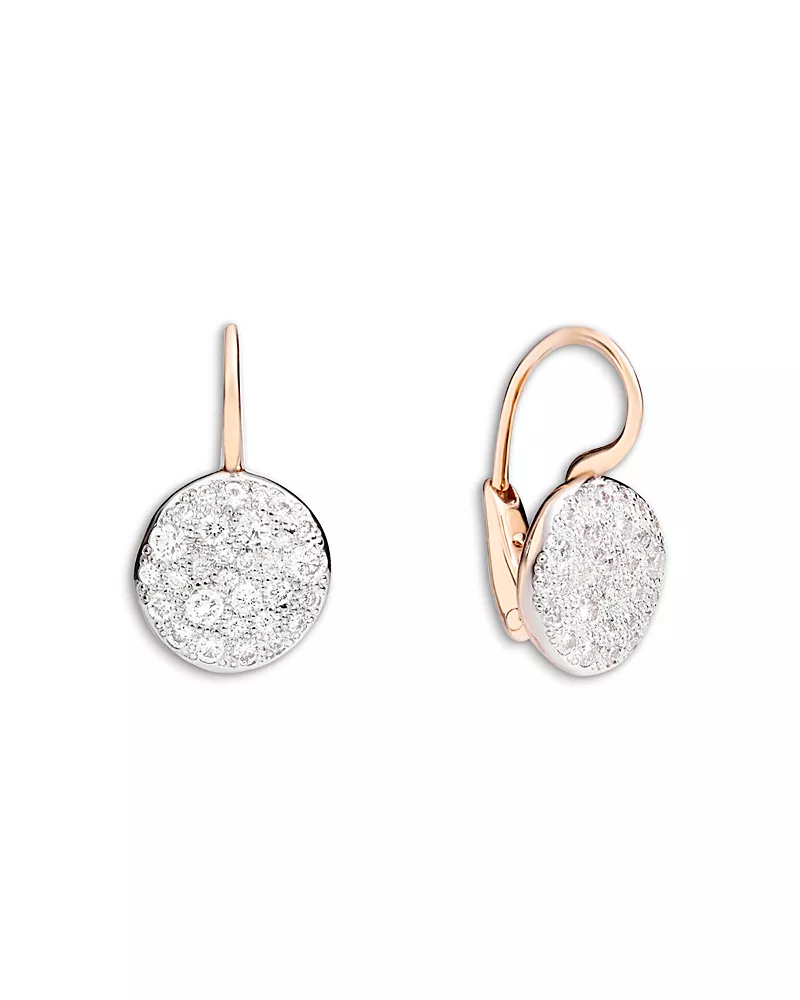 Pomellato 18K Rose Gold Sabbia Diamond Round Cluster Drop Earrings, 0.8 tcw
