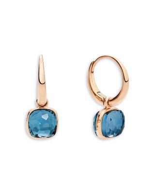 18K Rose Gold Nudo London Blue Topaz Drop Earrings