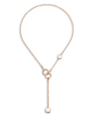 Pomellato 18K Rose & White Gold Diamond, White Topaz & Mother-of-Pearl Lariat Necklace, 20