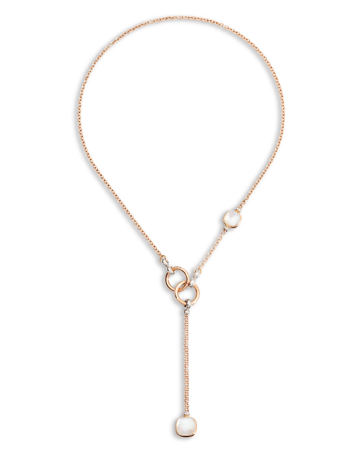 Pomellato 18K Rose & White Gold Diamond, White Topaz & Mother-of-Pearl Lariat Necklace, 20