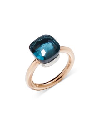 18K White & Rose Gold Nudo London Blue Topaz Statement Ring