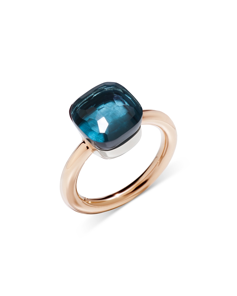 Pomellato 18K White & Rose Gold Nudo London Blue Topaz Statement Ring