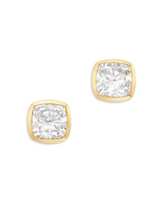 Bloomingdale's Fine Collection Luxe Collection Certified Lab Grown Diamond Cushion Bezel Stud Earrings in 14K Yellow Gold, 2.0 tcw