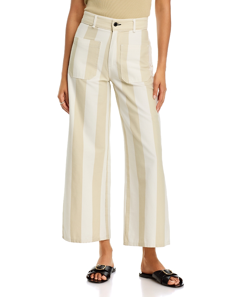 Askk Ny Cropped Sailor High Rise Jeans in Sand Stripe