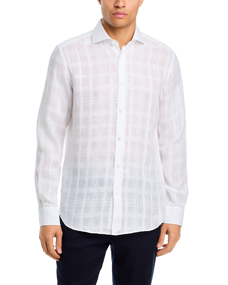 Boss x Camel L-Josh Regular Fit Translucent Windowpane Shirt