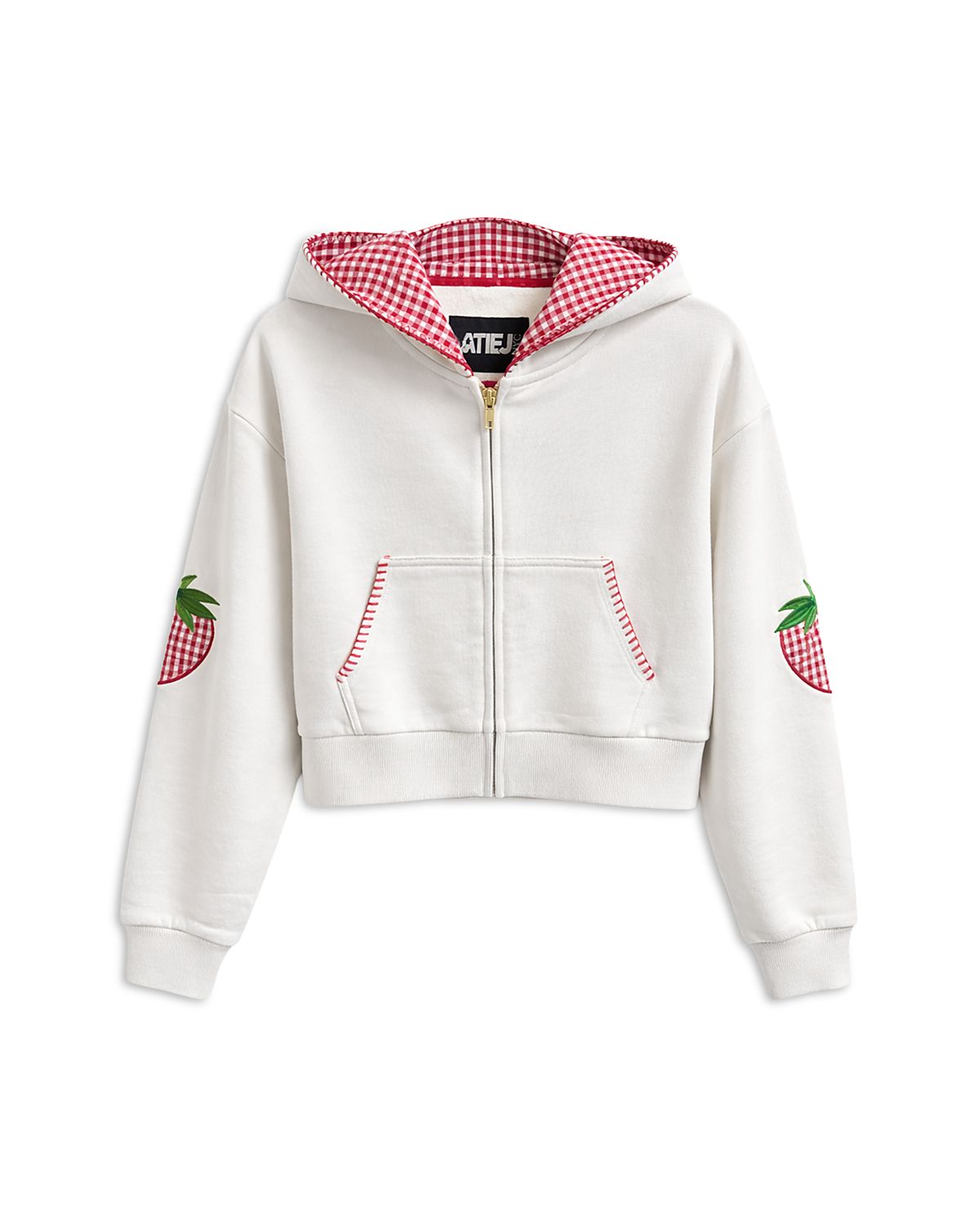 KatieJnyc Girls' Tween Leah Appliques Crop Zip Hoodie - Big Kid