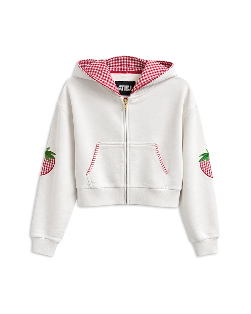 KatieJnyc Girls' Tween Leah Appliques Crop Zip Hoodie - Big Kid