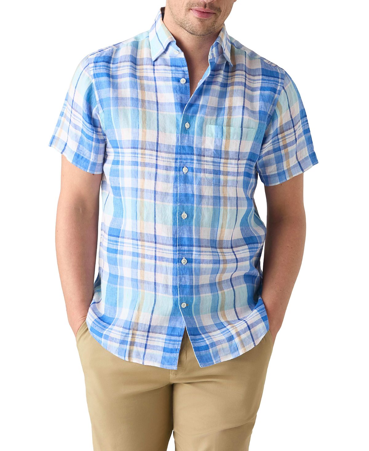 Robert Talbott Morgan Plaid Linen Short Sleeve Shirt