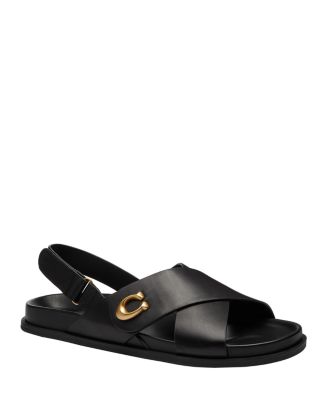 COACH Women's Leather Sculpted C Crisscross Sandals