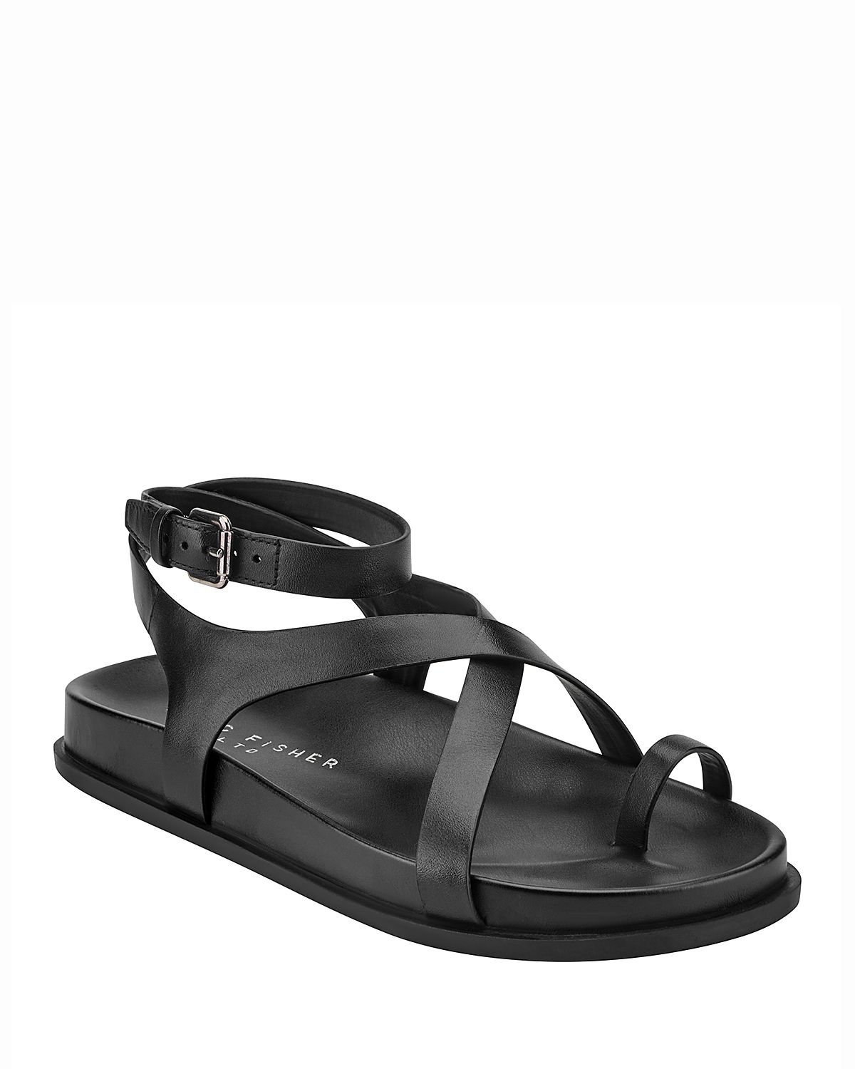 Marc Fisher Ltd. Women's Bevy Leather Casual Strappy Flat Sandals