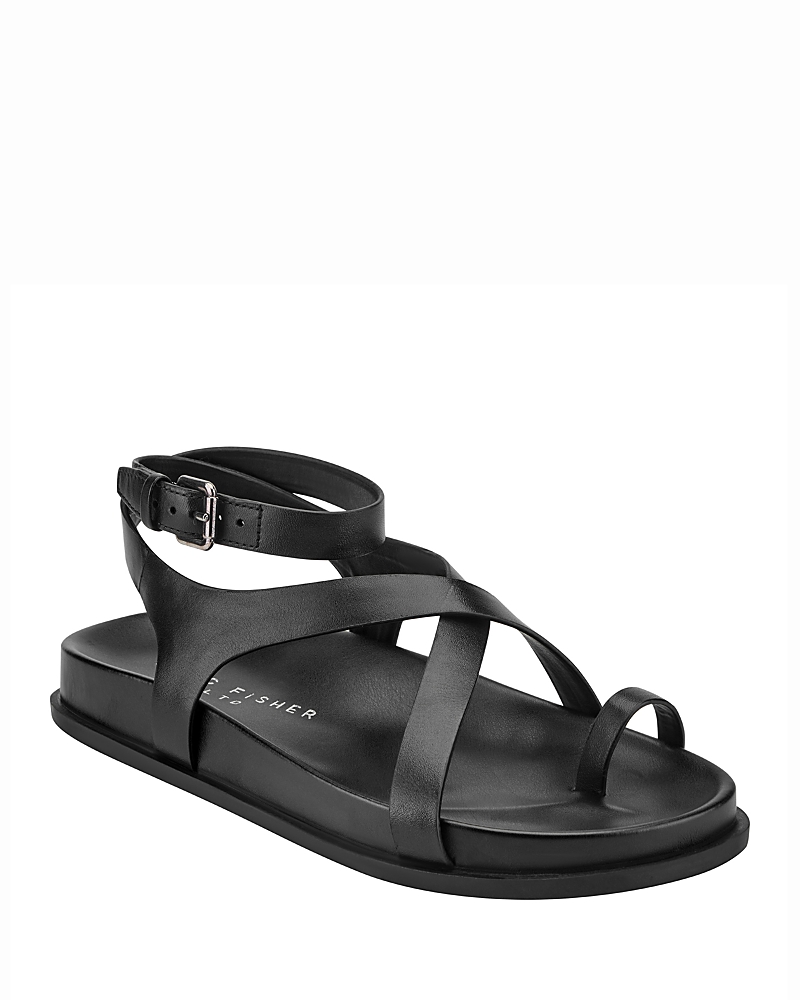 Marc Fisher Ltd. Women's Bevy Leather Casual Strappy Flat Sandals