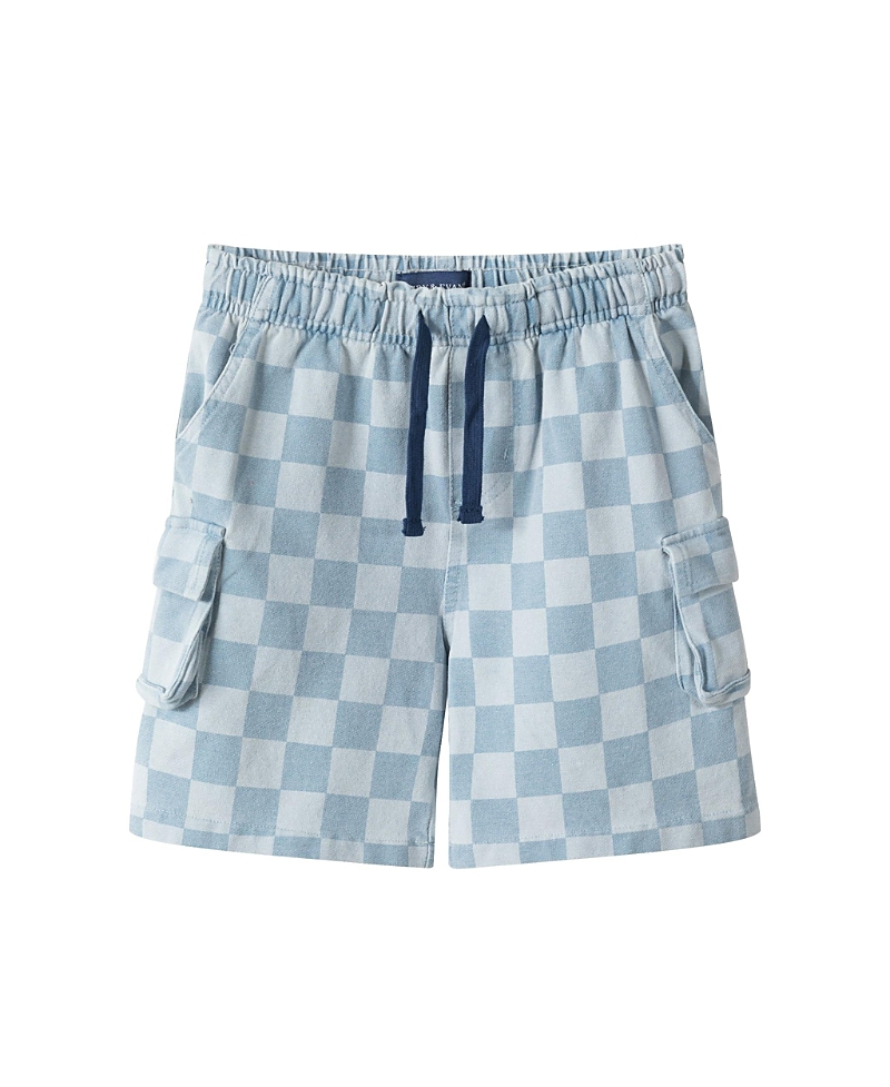 Andy & Evan Boys' Checkered Knit Denim Shorts - Little Kid
