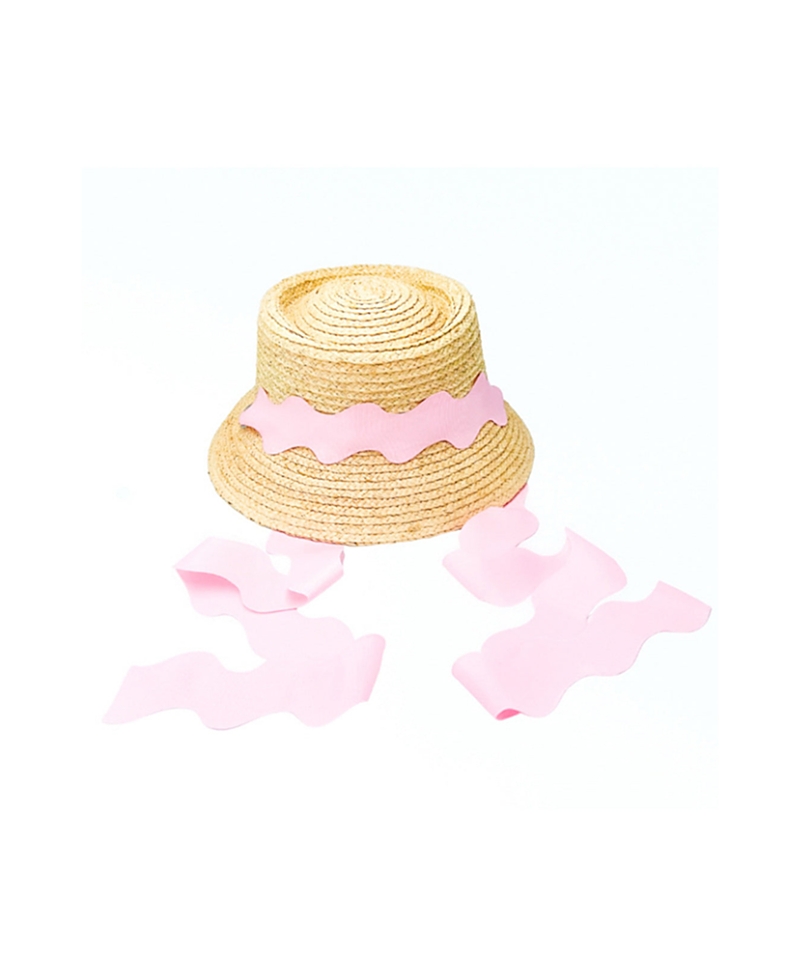 Bits & Bows Women's Straw Harbor Hat with Scalloped Ribbon