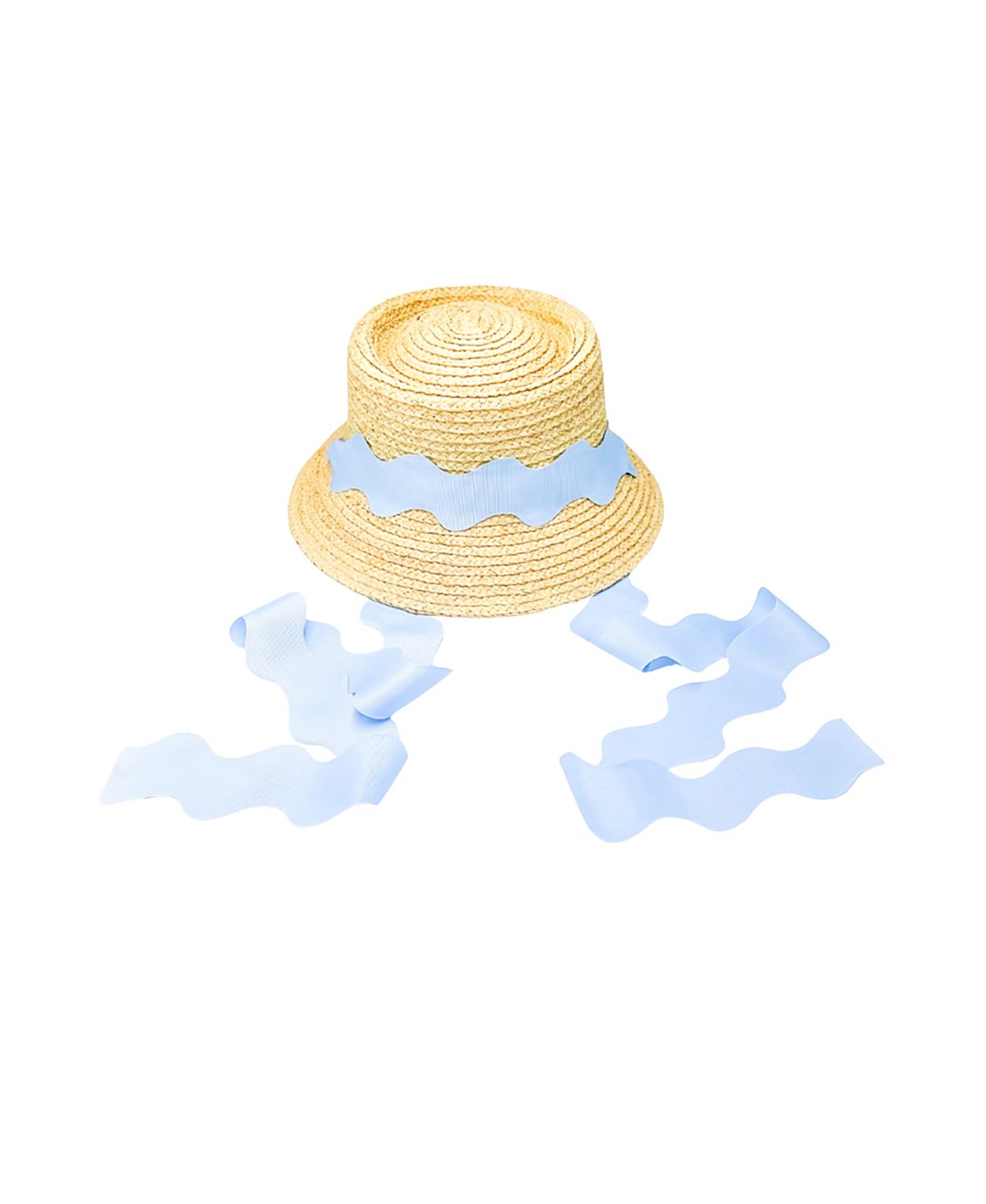 Bits & Bows Straw Harbor Hat with Scalloped Ribbon