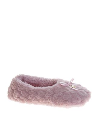 Women's Fluffy Bow Detail Metal Logo Accent Slippers