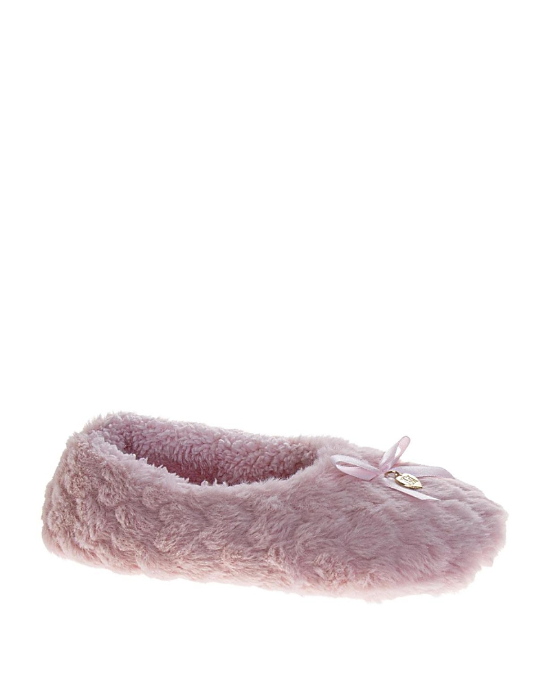 Badgley Mischka Women's Fluffy Bow Detail Metal Logo Accent Slippers