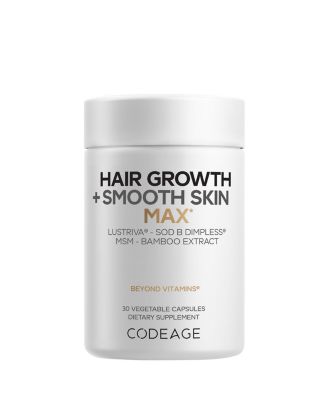  Hair Growth+Smooth Skin Max Vitamins, Lustriva, SOD B Dimpless, Biotin Vitamin C, MSM
