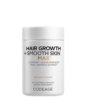 Hair Growth+Smooth Skin Max Vitamins, Lustriva, SOD B Dimpless, Biotin Vitamin C, MSM