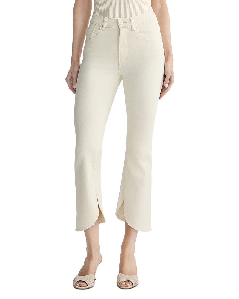 DL1961 Bridget Boot High Rise Instasculpt Crop Jeans in Crema Scalloped
