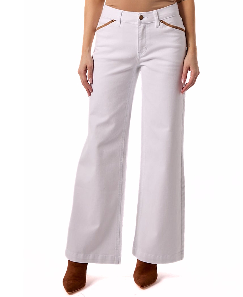 Blue Revival Sadie Mid Rise Wide Leg Jeans in White