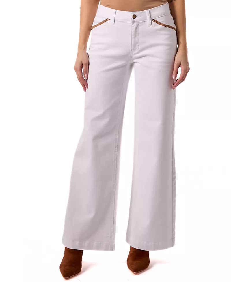 Blue Revival Sadie Mid Rise Wide Leg Jeans in White