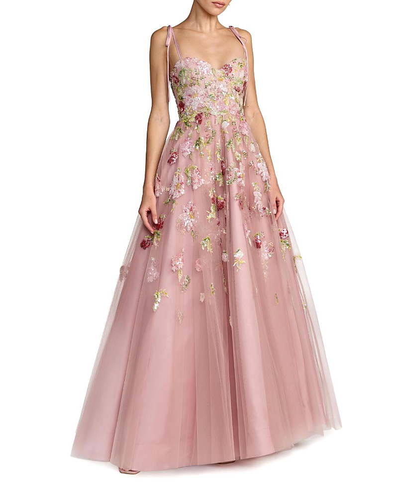 Mac Duggal Floral Embellished Tulle Ball Gown