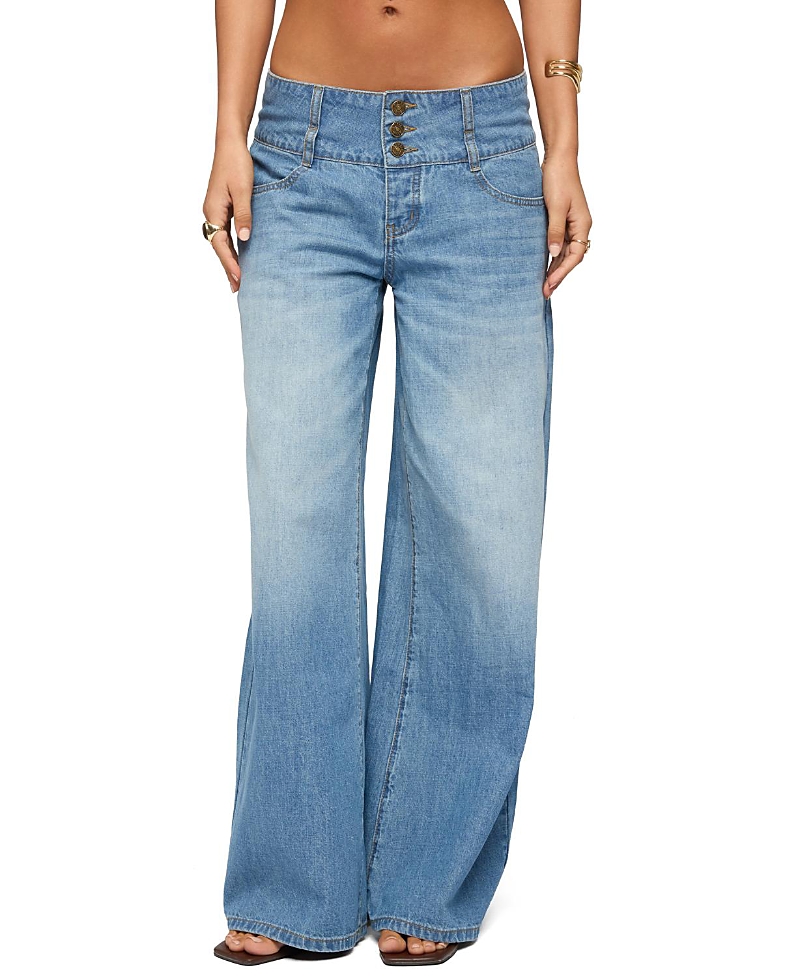 Edikted Wide Waistband Low Rise Baggy Jeans