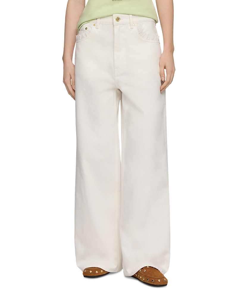 Ganni Lari High Rise Wide Leg Jeans in Bright White