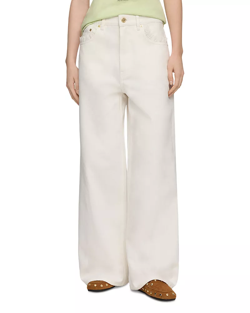 Ganni Lari High Rise Wide Leg Jeans in Bright White