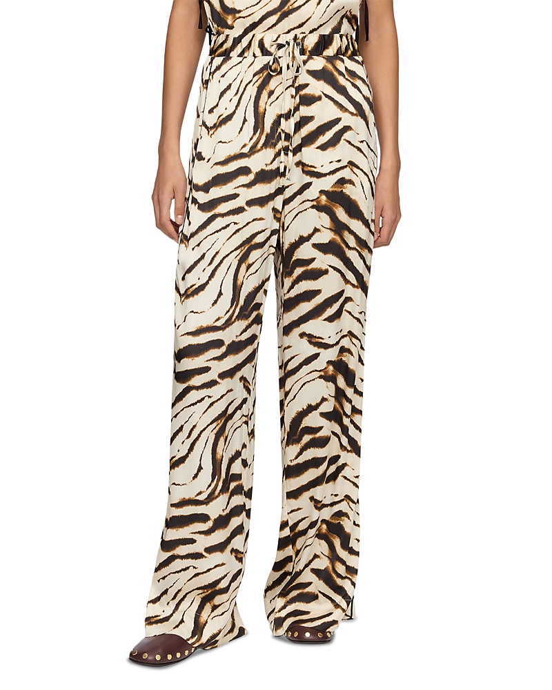 Ganni Zebra Print Satin Trousers