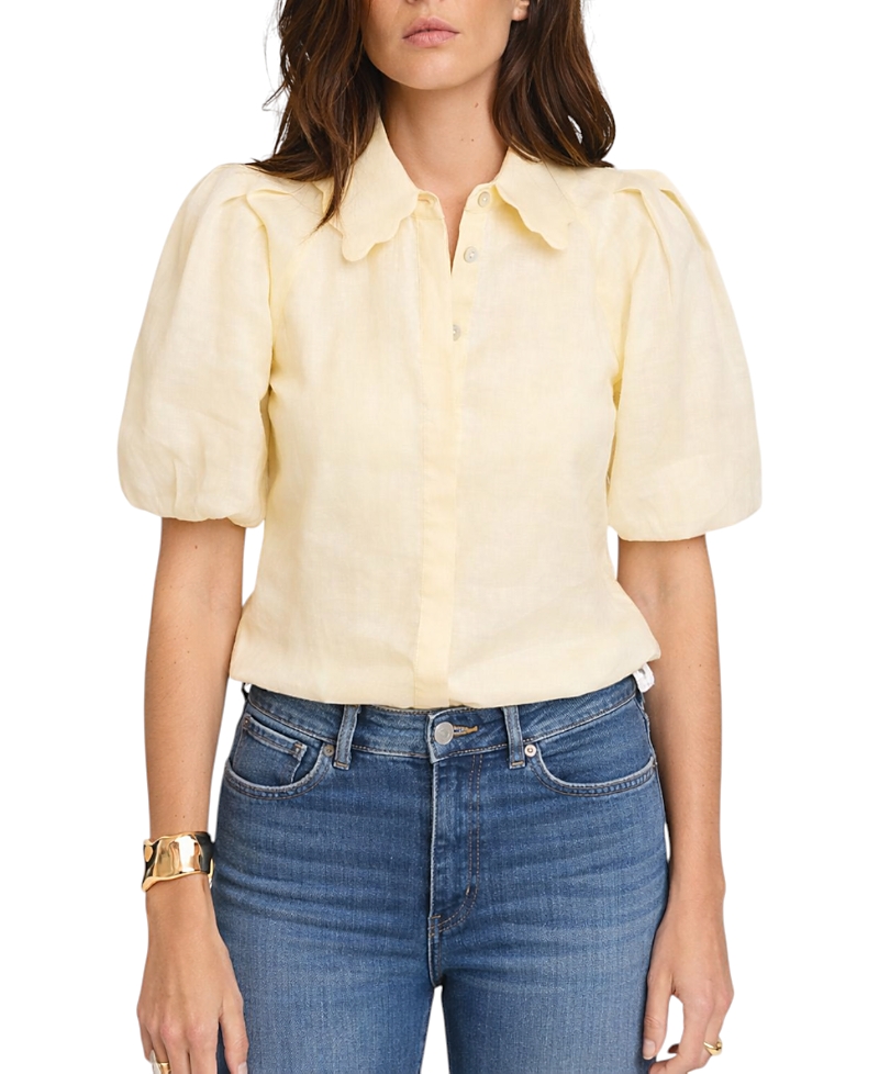Mint Velvet Women's Puff Sleeve Shirt with Collar