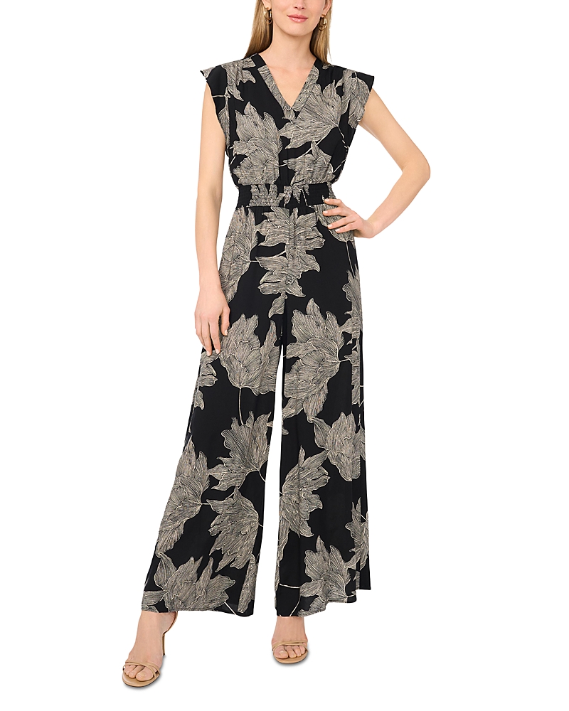 Vince Camuto Flutter Sleeve V Neck Jumpsuit