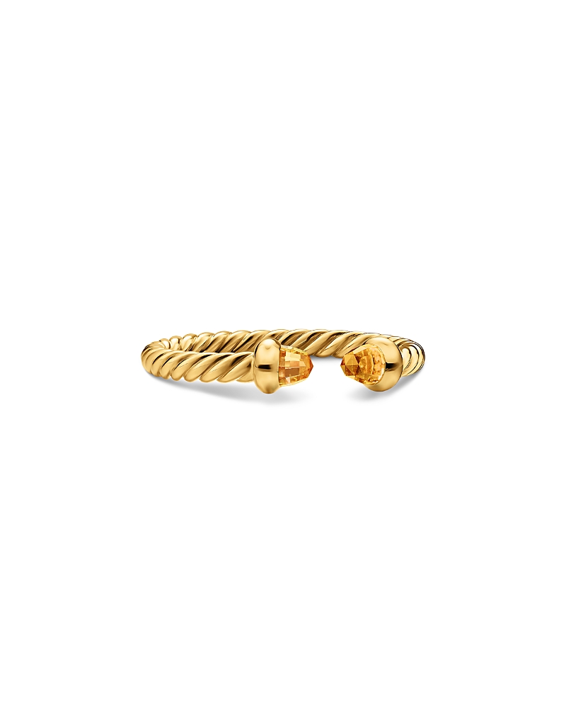 Micro Cablespira Flex Open Ring in 18K Yellow Gold with Citrine, 2.5mm