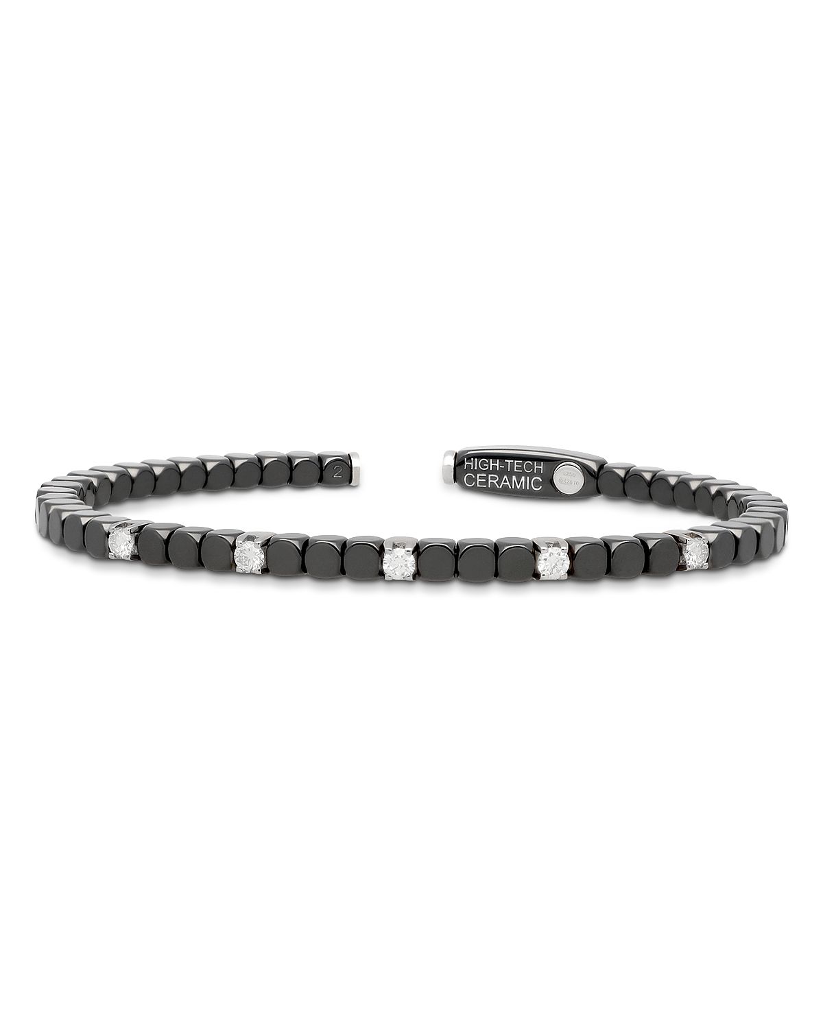 Roberto Demeglio Dado Black Ceramic Diamond Bangle Bracelet, 0.3 tcw