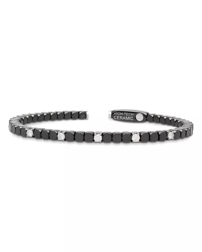 Roberto Demeglio Dado Black Ceramic Diamond Bangle Bracelet, 0.3 tcw