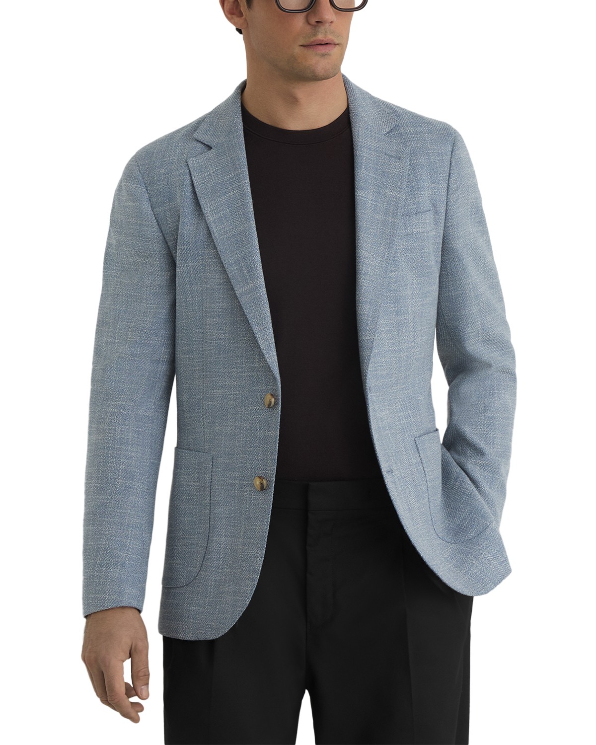 Manci Single Breasted Two Button Notch Herringbone Blazer