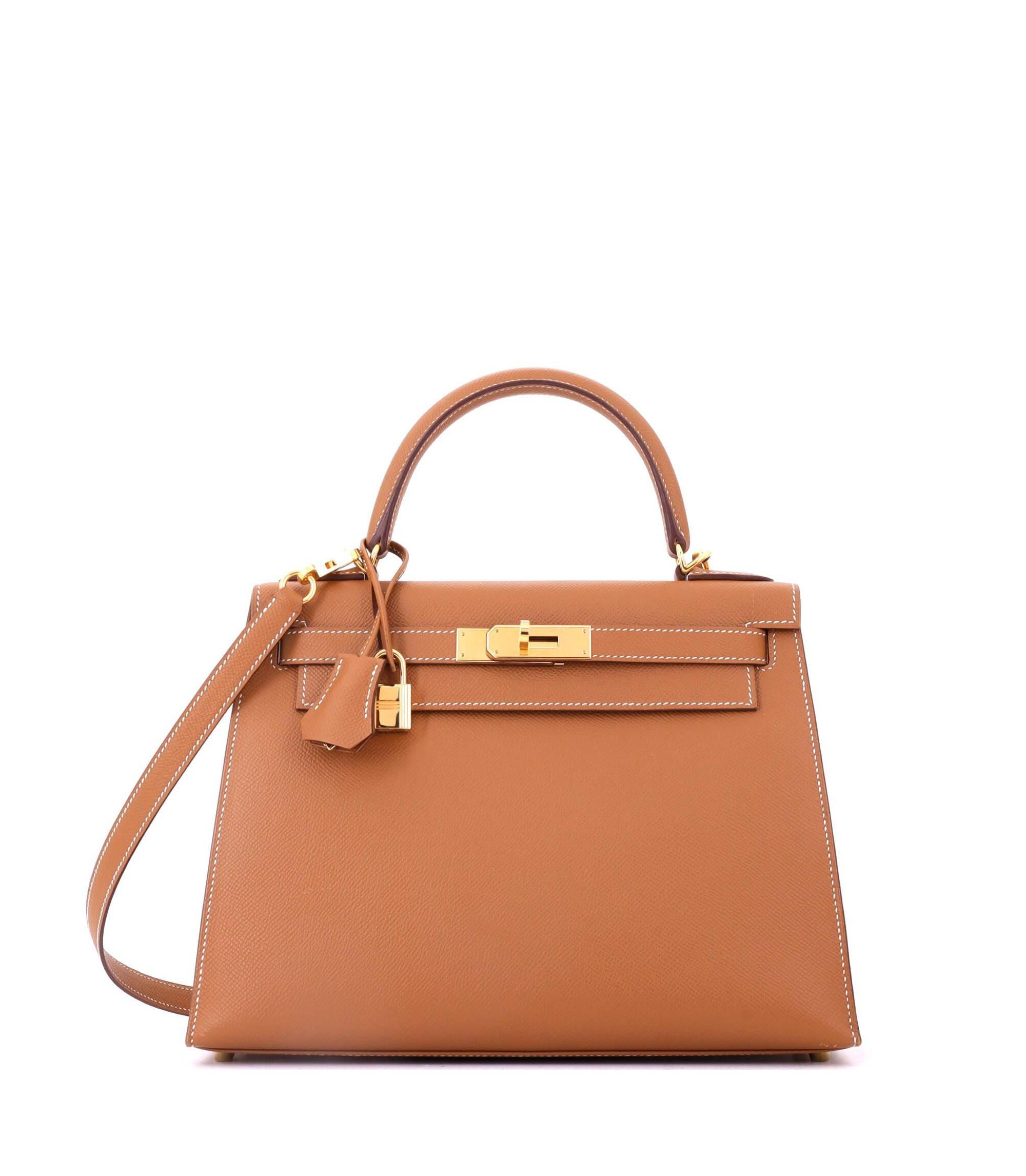 Kelly 28 Handbag Brown Epsom with Hardware - Image 1