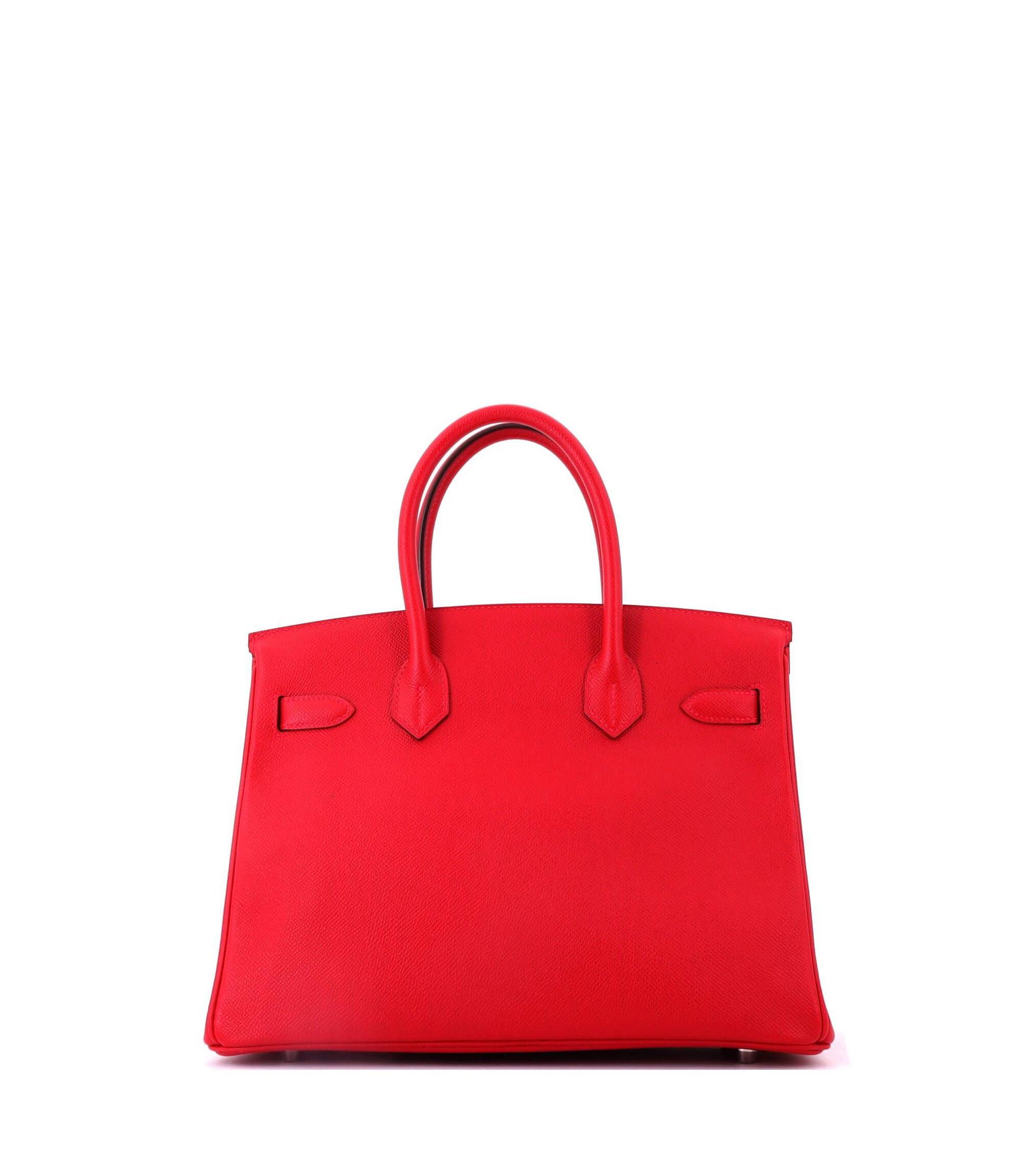 Birkin 30 Handbag Red Epsom with Palladium Hardware — Image 3