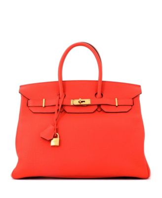 Pre-owned Pre-owned Hermes  Hermes Birkin 35 Handbag Orange Togo With Gold Hardware