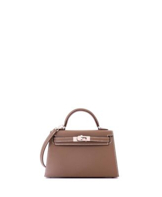 Pre-owned Pre-owned Hermes  Hermes Kelly 20 Handbag Grey Epsom With Palladium Hardware In Brown
