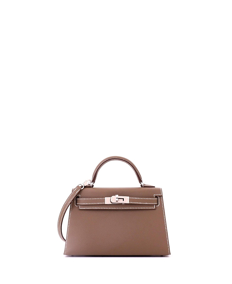Pre-owned Pre-owned Hermes Hermes Kelly 20 Handbag Grey Epsom With Palladium Hardware In Brown