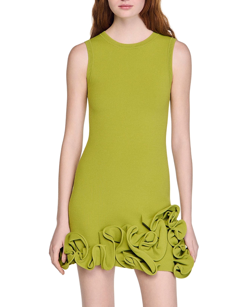 Sandro Chloe Floral Trim Knit Short Dress