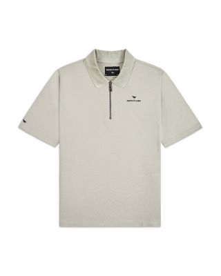 French Terry Script Weld Quarter Zip Polo