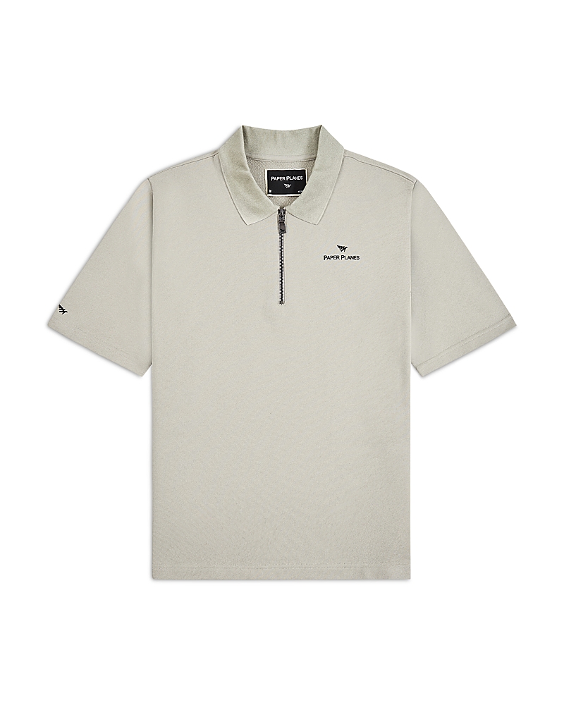 Paper Planes French Terry Script Weld Quarter Zip Polo