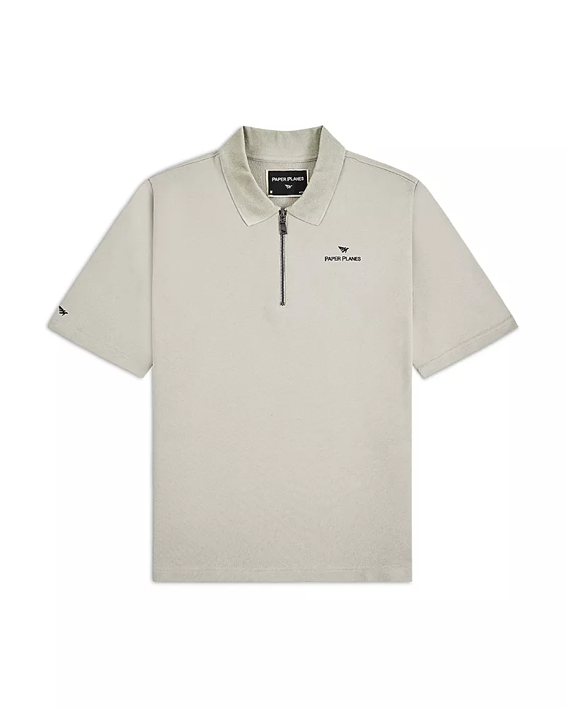 Paper Planes French Terry Script Weld Quarter Zip Polo